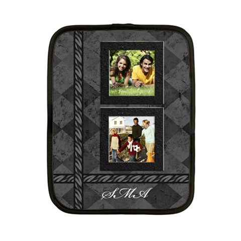 2 Photo Small Netbook Or Ipad 2 Case, Black And Gray Monogram By Angela Front