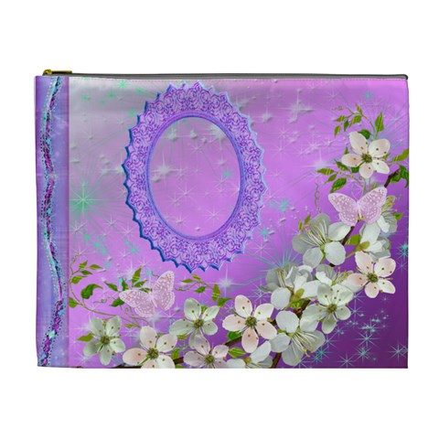 Spring Flower Floral Purple2 Xl Cosmetic Bag By Ellan Front