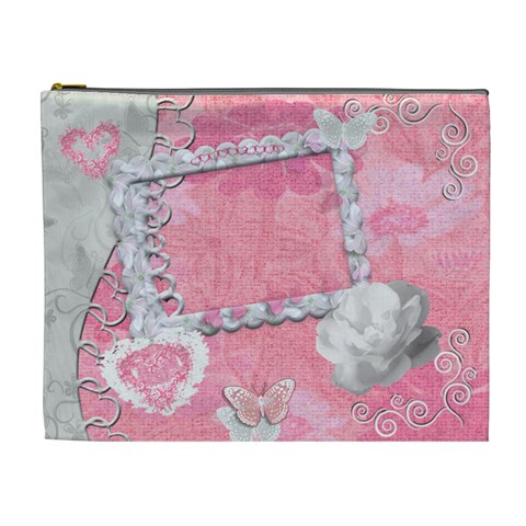 Spring Flower Floral Baby Pink Xl Cosmetic Bag By Ellan Front
