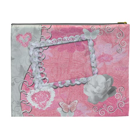Spring Flower Floral Baby Pink Xl Cosmetic Bag By Ellan Back