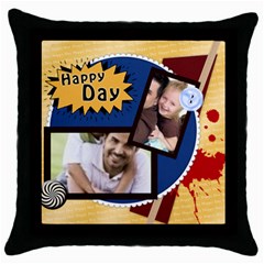 Happy day - Throw Pillow Case (Black)