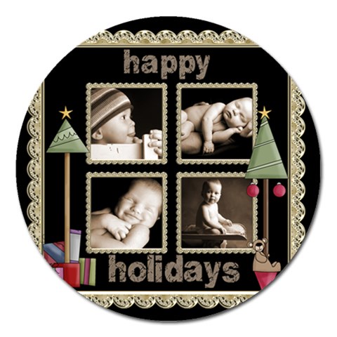 Happy Holidays Christmas Card 5 Inch Magnet By Catvinnat Front