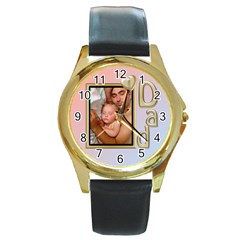 I Love Dad Gold Watch - Round Gold Metal Watch