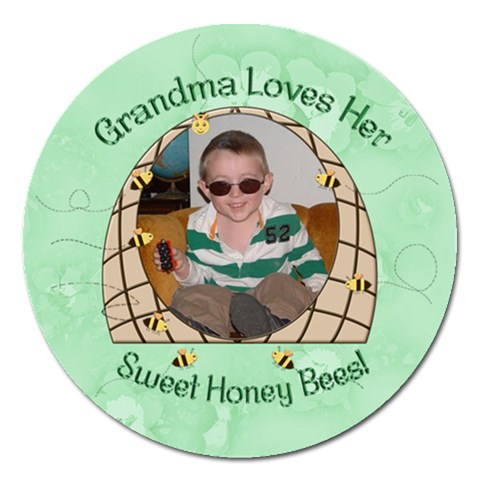 Grandma Loves Her Sweet Honey Bees Magnet 5 Round By Chere s Creations Front