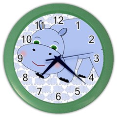 Hippo Blue Clock 2 - Color Wall Clock