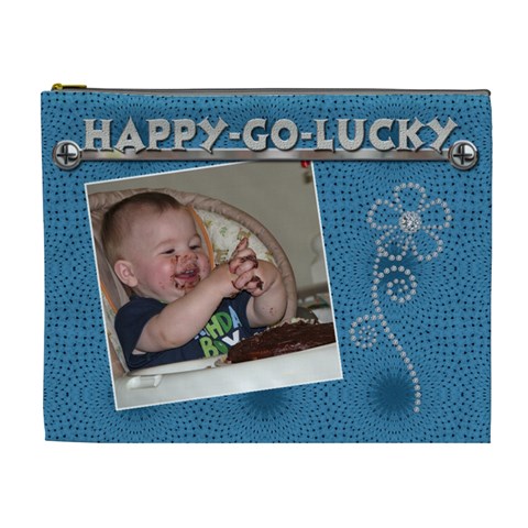 Happy Go Lucky Xl Cosmetic Bag By Lil Front