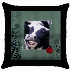 cow pillow - Throw Pillow Case (Black)