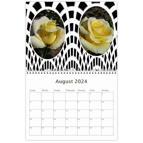 Modern Black And White Calendar 2024 (any Year) By Deborah Aug 2024