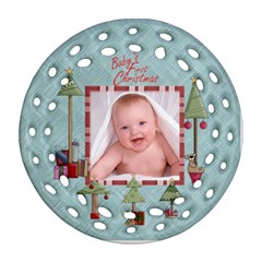 Baby s First Christmas Double Sided Filigree Ornamant - Round Filigree Ornament (Two Sides)