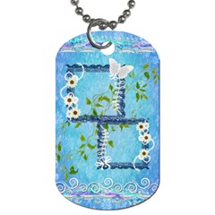 Spring flower floral blue dog tag - Dog Tag (One Side)