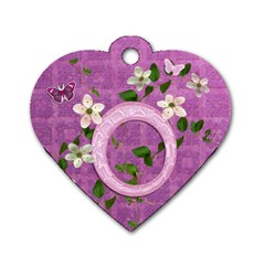 Spring flower floral purple dog tag - Dog Tag Heart (One Side)