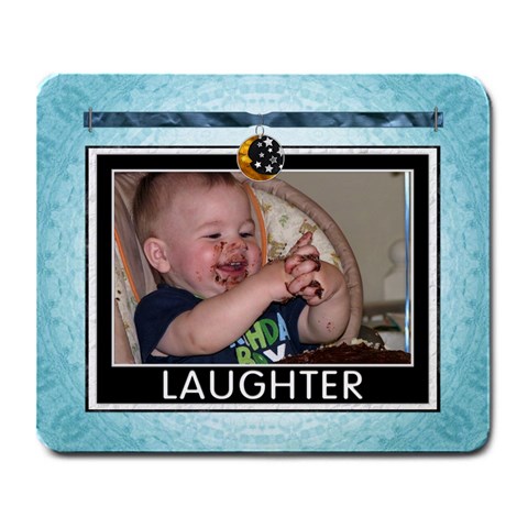 Laughter Large Blue Mousepad By Lil Front