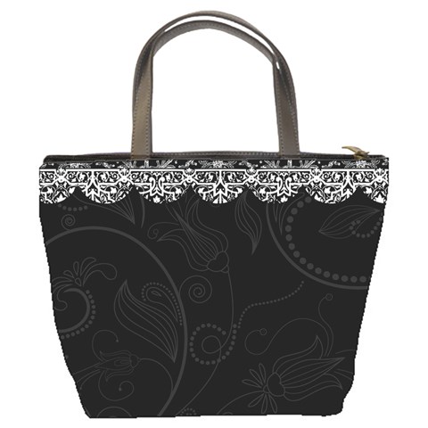 Elegant Black & White Bucket Bag By Klh Back