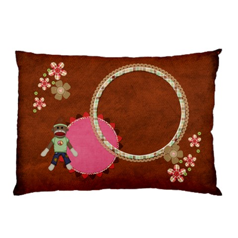 Sock Monkey 1 Sided Pillowcase 1 By Lisa Minor 26.62 x18.9  Pillow Case