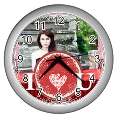 i love you - Wall Clock (Silver)