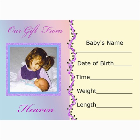 Birth Announcement By Kim Blair 7 x5  Photo Card - 4