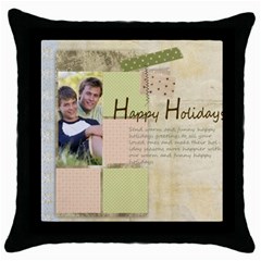 happy holiday - Throw Pillow Case (Black)
