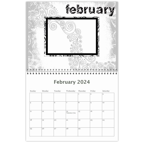 Faded Glory Monochrome 2024 Calendar By Catvinnat Feb 2024
