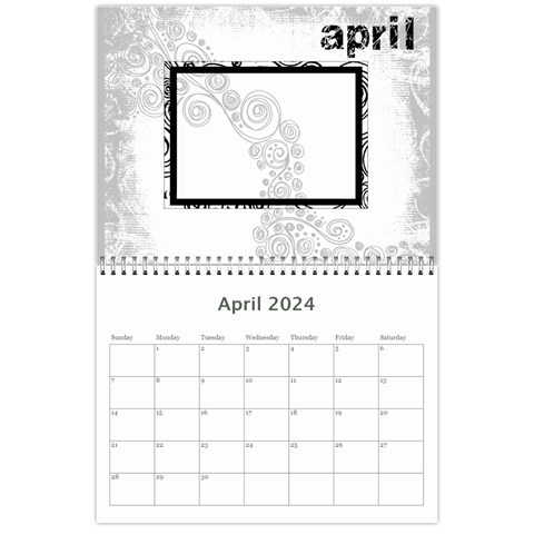 Faded Glory Monochrome 2024 Calendar By Catvinnat Apr 2024
