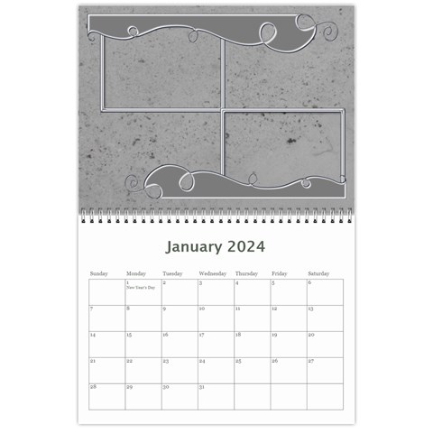 Simple Silver 2024 Calendar By Catvinnat Jan 2024