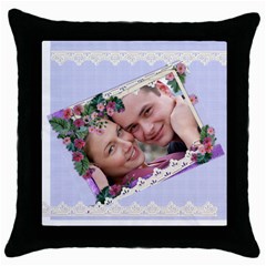 All Framed in Lace and Flowers - Throw Pillow Case (Black)