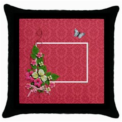 Throw Pillow - Flower Power - Throw Pillow Case (Black)