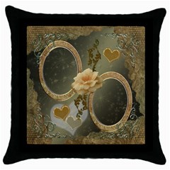 Neutral gold throw pillow case - Throw Pillow Case (Black)