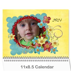 Floral 2024 Calendar-any theme, 12 month - Wall Calendar 11  x 8.5  (12-Months)