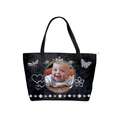 Pretty Black & Sparkle Classic Shoulder Handbag By Lil Front