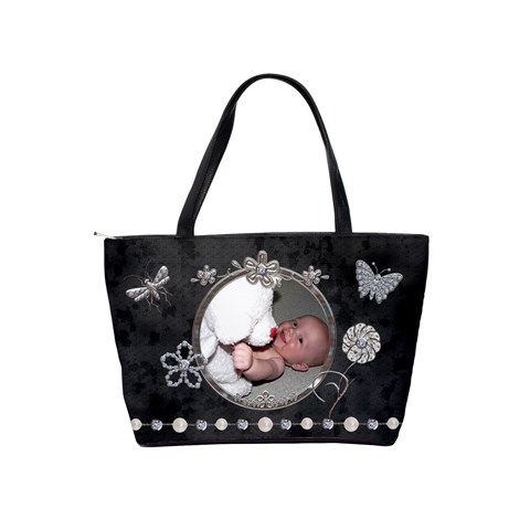 Pretty Black & Sparkle Classic Shoulder Handbag By Lil Back