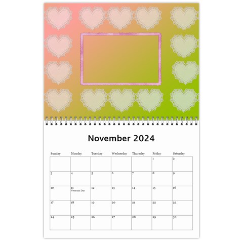 Subtle Hearts 2024 (any Year) Calendar By Deborah Nov 2024