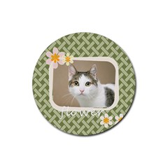 flower cat - Rubber Coaster (Round)