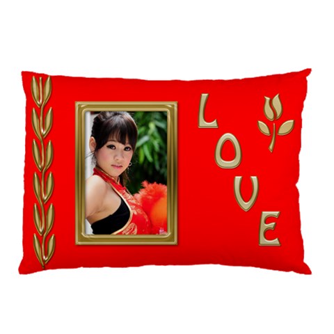 Love Gold And Red Pillow Case (2 Sided) By Deborah Back