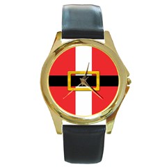 Santa  B  - Round Gold Metal Watch