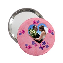 Pink Floral Handbag Mirror - 2.25  Handbag Mirror