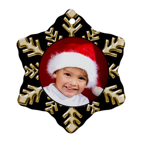 Black And Gold Snowflake Ornament By Deborah Front