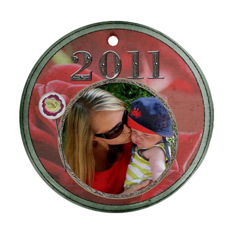 Red Rose 2011 Round Ornament By Lil Front