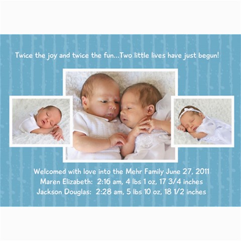 Twins 2 By Stacie Mehr 7 x5  Photo Card - 8