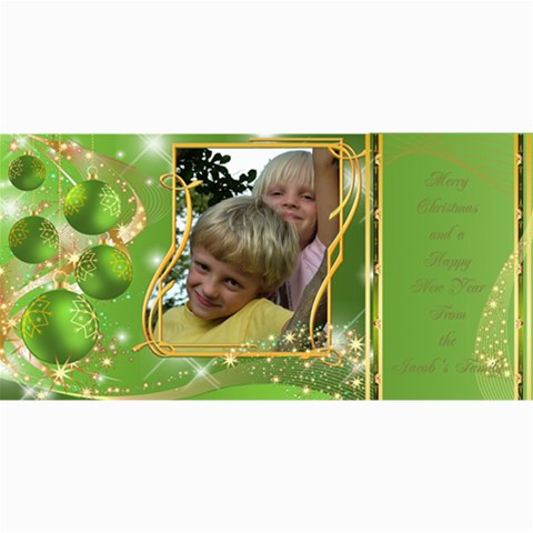 Frosted Bauble Christmas Photo Card (4x8) Lime By Deborah 8 x4  Photo Card - 3