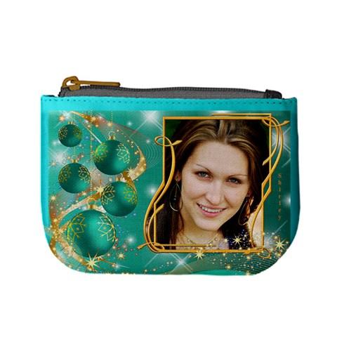 Christmas Named Mini Coin Purse (teal) By Deborah Front