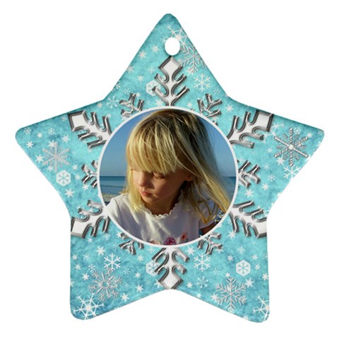 My Blue Snowflake Star Ornament By Deborah Front