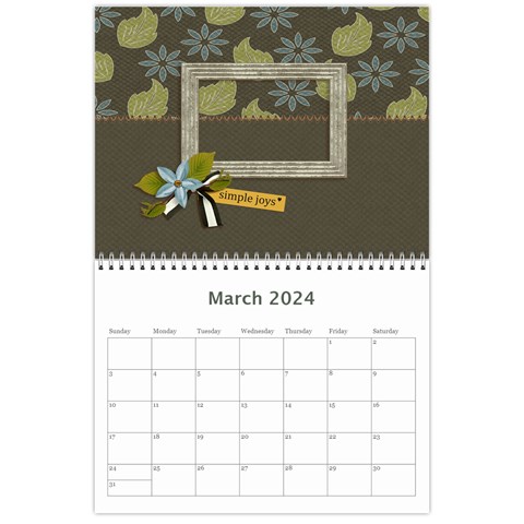 Calendar Any Year: Simple Joys By Jennyl Mar 2024