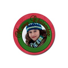 Merry Christmas - Rubber Coaster (Round)