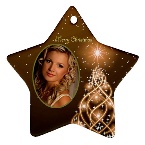 Golden Merry Christmas Star Ornament By Deborah Front