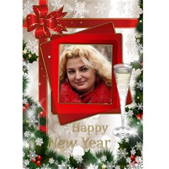 Happy new Year Greeting 5x7 Card (red) - Greeting Card 5  x 7 