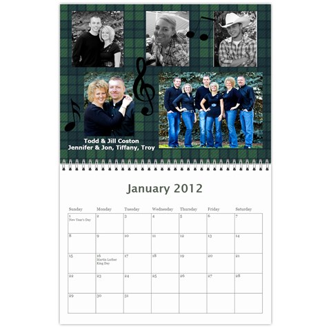 2012 Sandy Family Calendar By Jill Coston Jan 2012