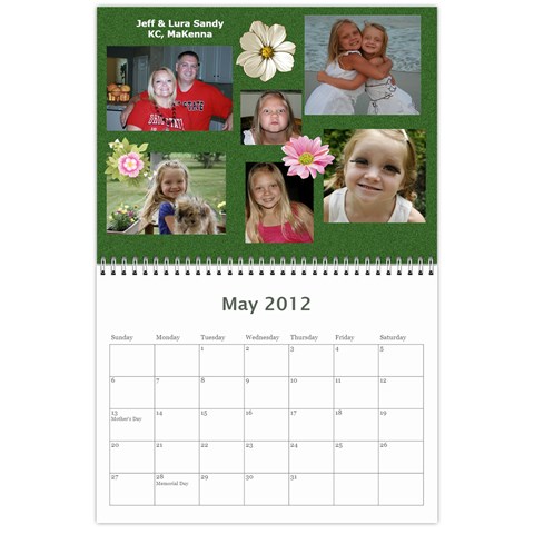 2012 Sandy Family Calendar By Jill Coston May 2012