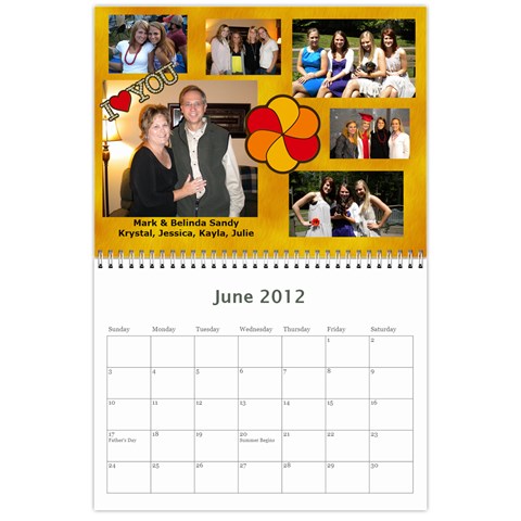 2012 Sandy Family Calendar By Jill Coston Jun 2012