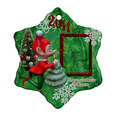 Elf Remember When Snowflake Ornament By Ellan Front