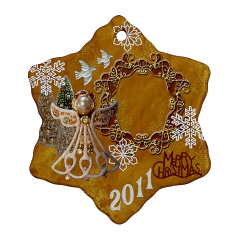 Gold Angel 2 Side Snowflake Ornament By Ellan Front